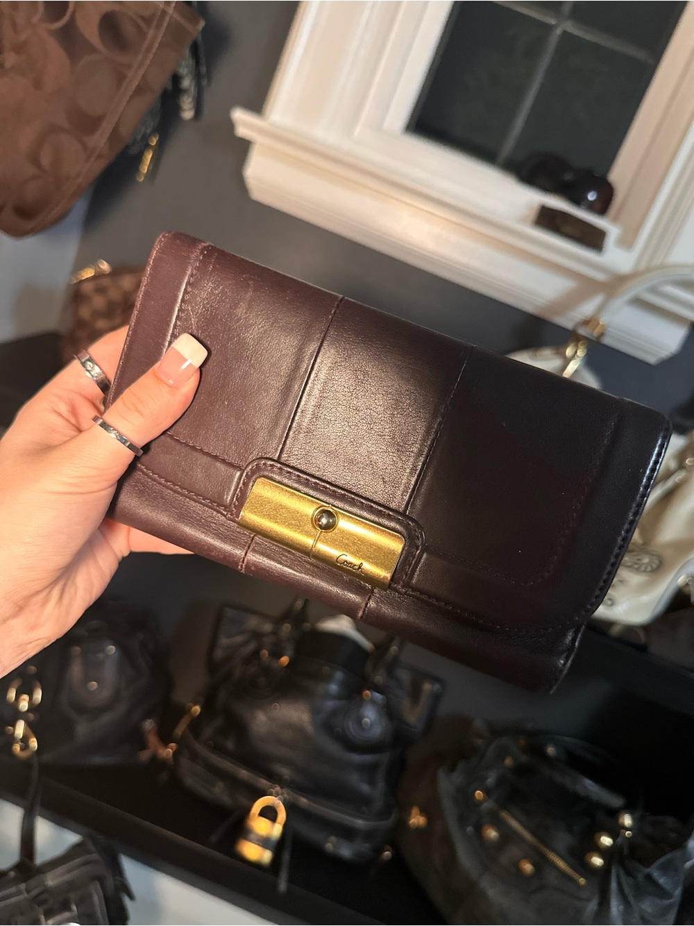 Coach Brown Leather Wallet with Gold Hardware